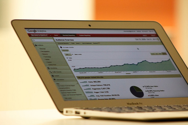 Google analytics marketing dashboard displayed on laptop screen